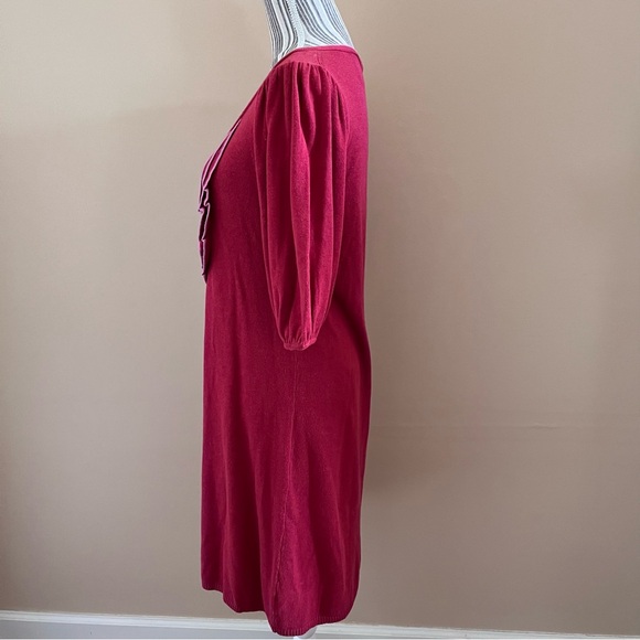 Chelsea & Violet Women’s Short Sleeve Ruffle Front Red Sweater Dress Size M - Picture 4 of 13